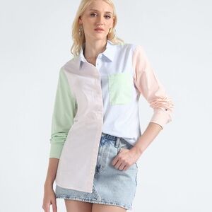 Tommy Hilfiger Blue, Green & White Striped Button-Up Shirt
